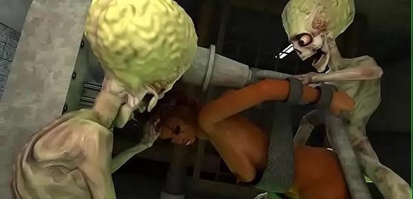 tight pussy prisner smashed by tow aliens